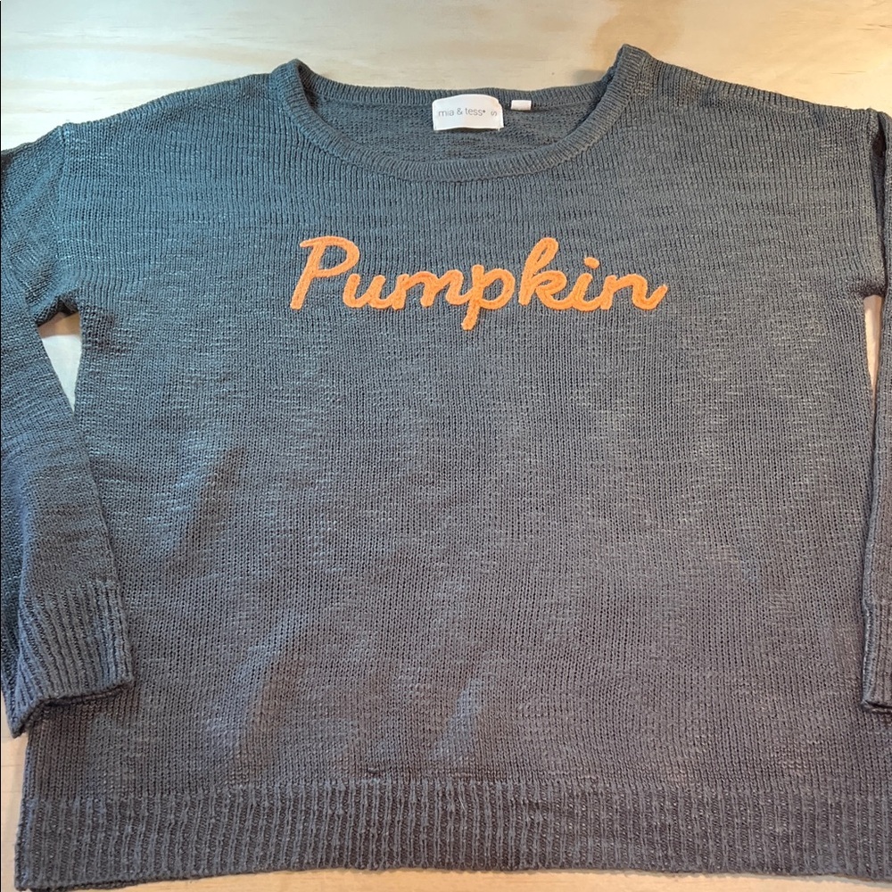 Gray Lightweight Knit Sweater MIA & Tess Orange Pumpkin Sz S